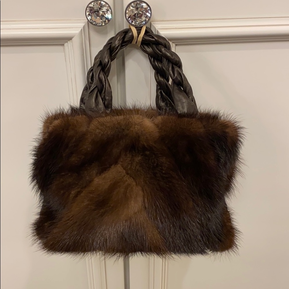 Paola by P.dL Mink handbag. Genuine Mink pelts.
